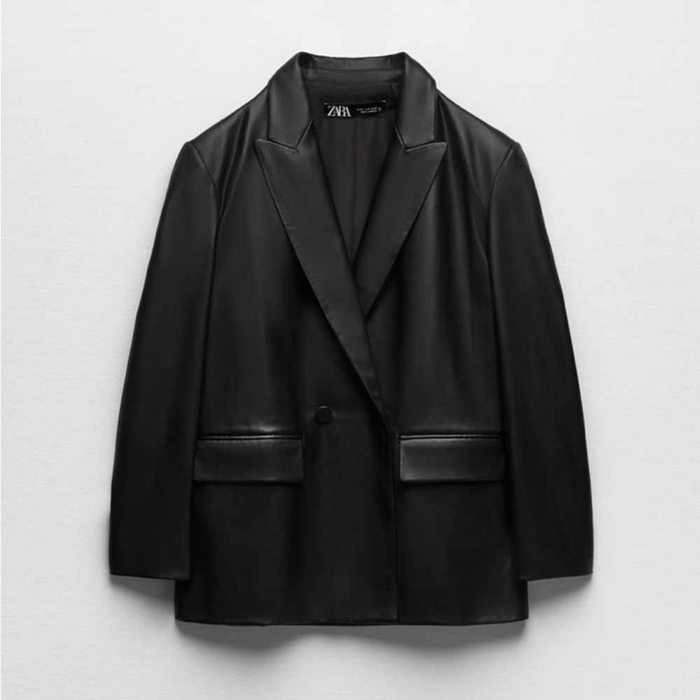 Zara Leather Oversized Blazer